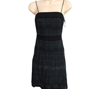 M by MISSONI Spaghetti Strap Chevron Knit Dress Black Green Sz 42 US 6 NWT $895